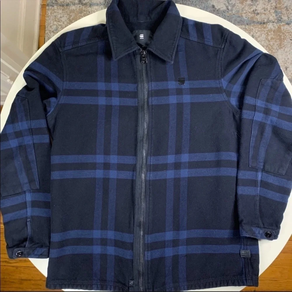 G Star Raw Men’s Slim Type Clean Overshirt Shirt Jacket Medium Navy Black